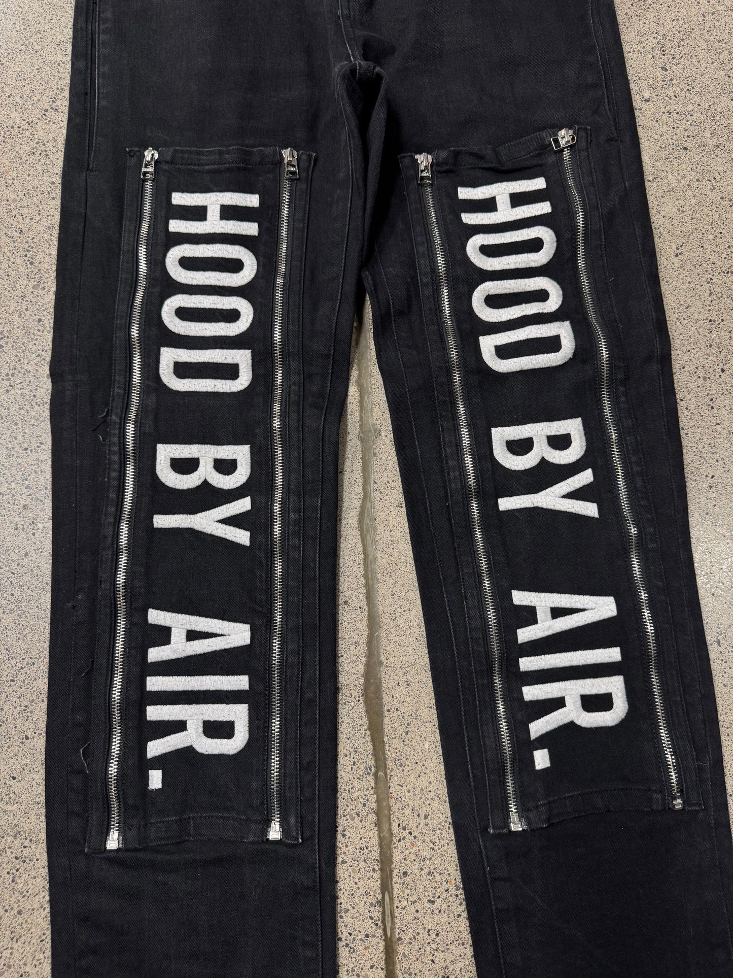 Hood by Air ‘Spellout Logo’ Zipper Knee Denim