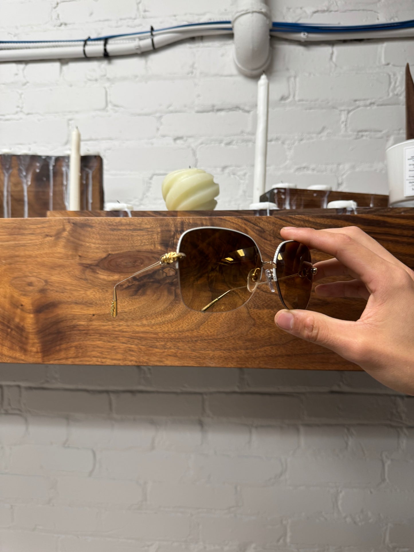 Chrome Hearts ‘Shaved’ 18K Gold Floral Cross Sunglasses