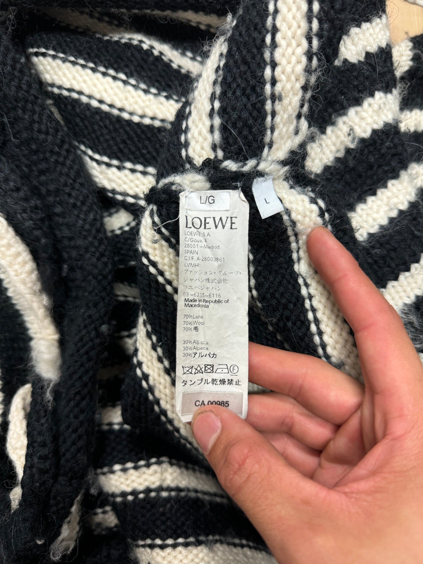 Loewe Alpaca Wool Heavyweight Fringe Striped Knit Sweater