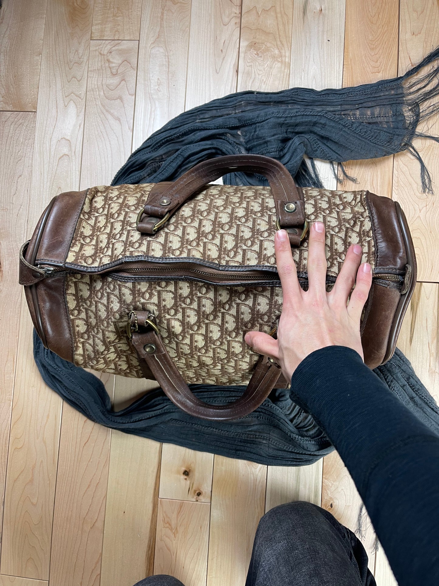 Vintage Dior ‘Trotter’ Monogram Brown Full Size Duffel Bag