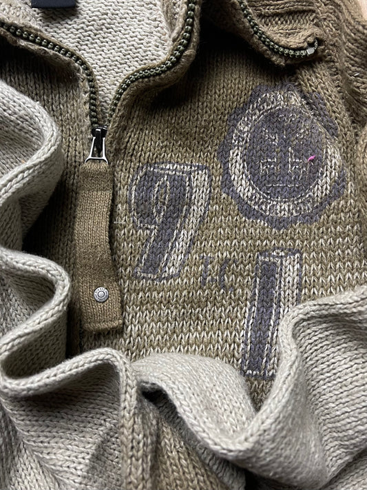 Diesel Faded Brown Zip Up Knit Sweater