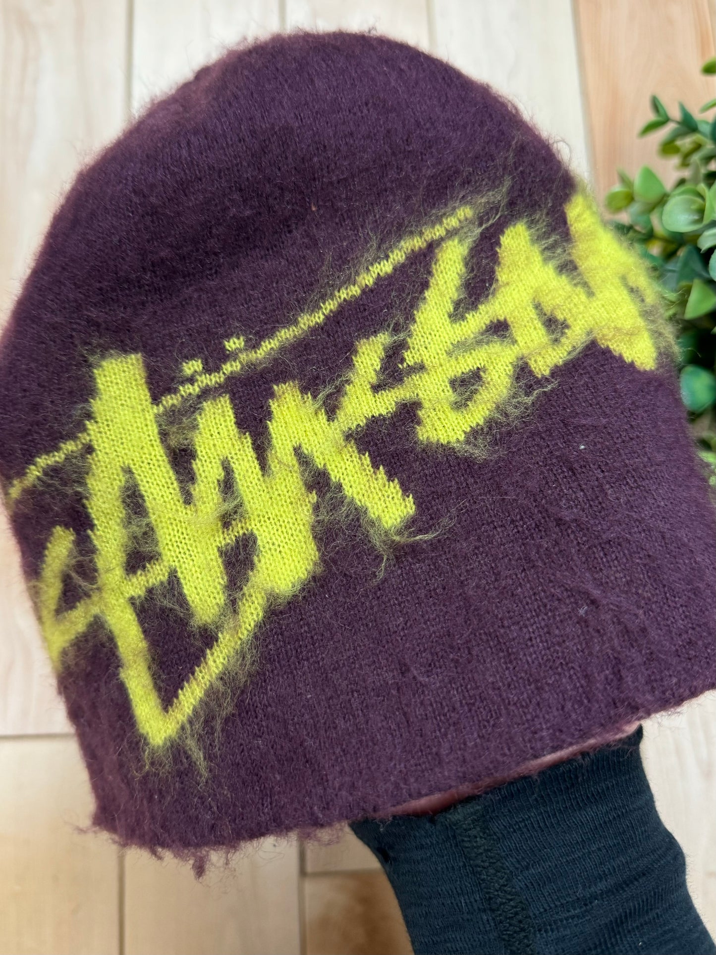 Stussy Mohair Maroon/Neon Beanie