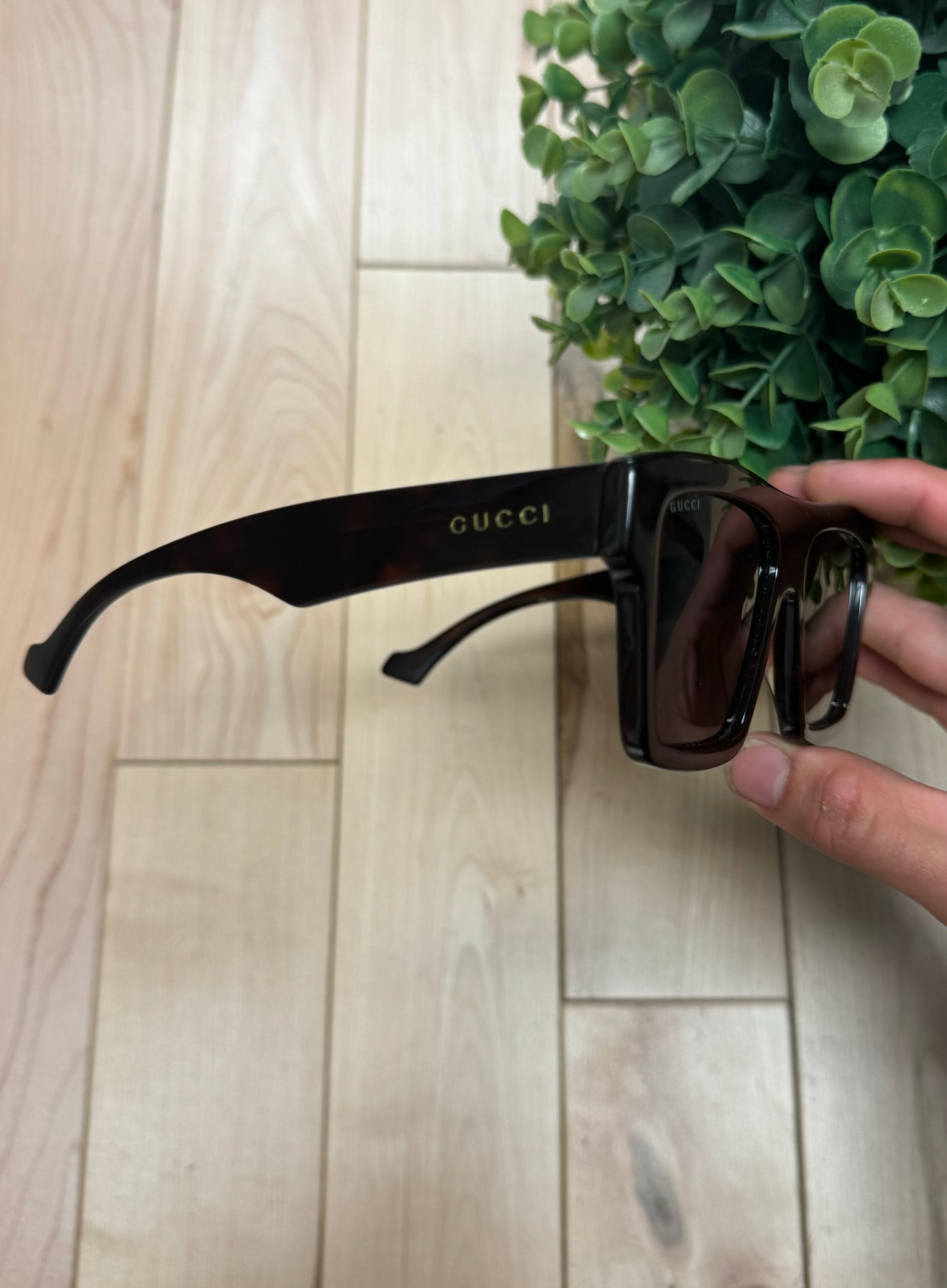 Gucci Brown Tint Square Frame Retro Sunglasses