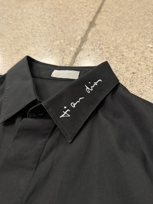 SS2015 Dior Homme ‘Script’ Embroidered Collar Detail Shirt