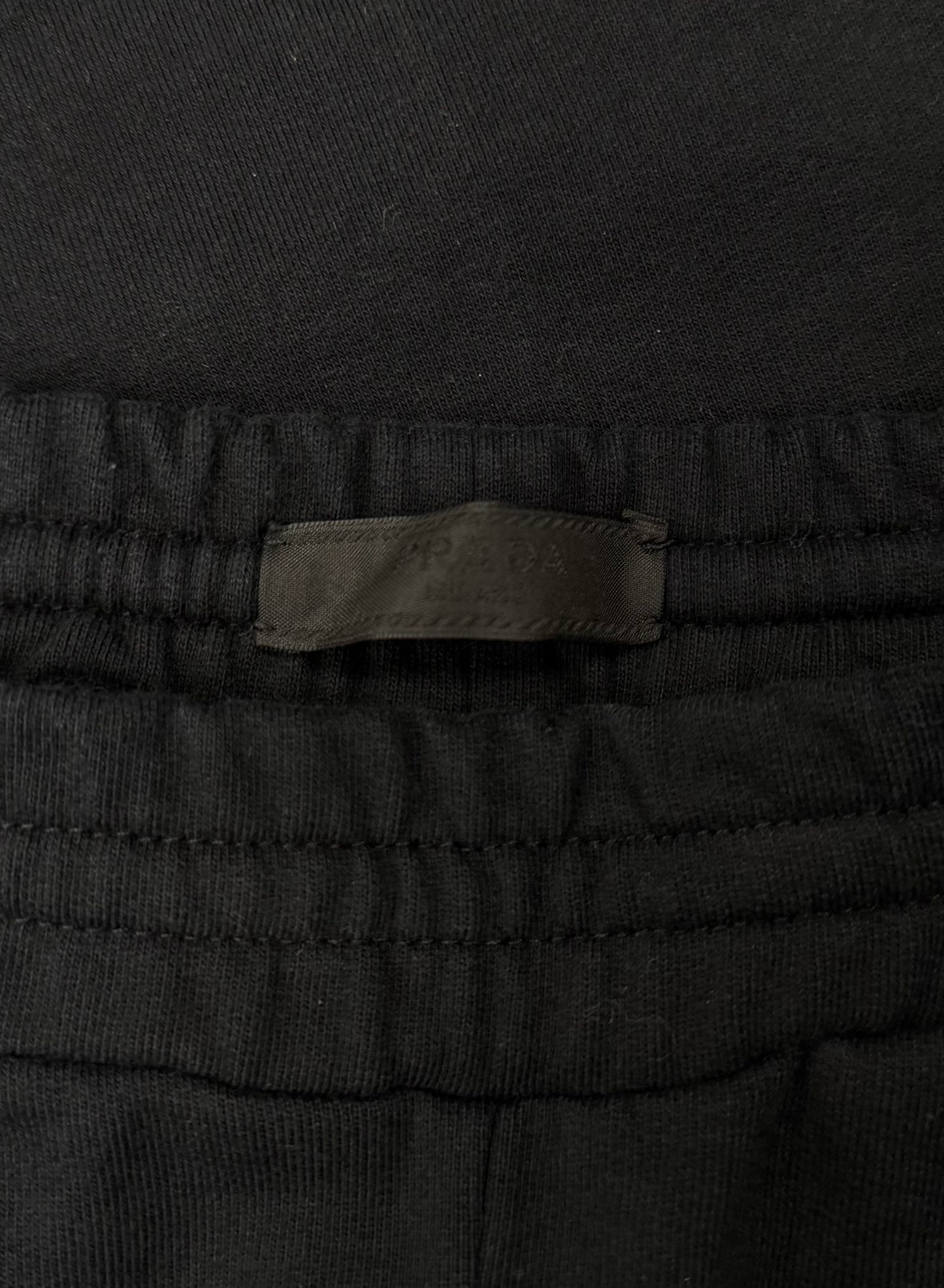 Prada Mainline Stripe Logo Black Cotton Sweatpants