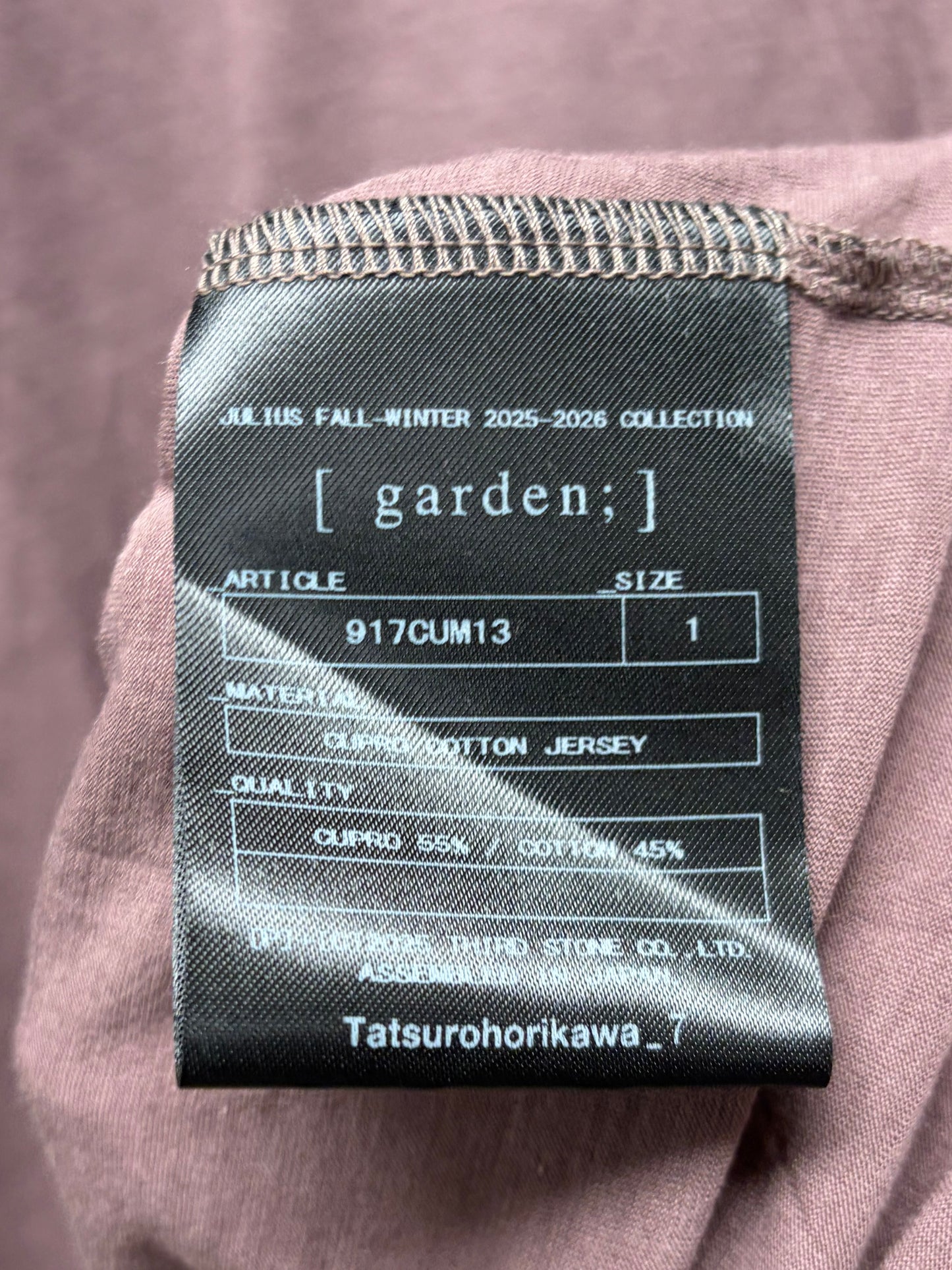 AW2025 Julius ‘Ash Purple’ Double Layered Semi-Sheer T-Shirt