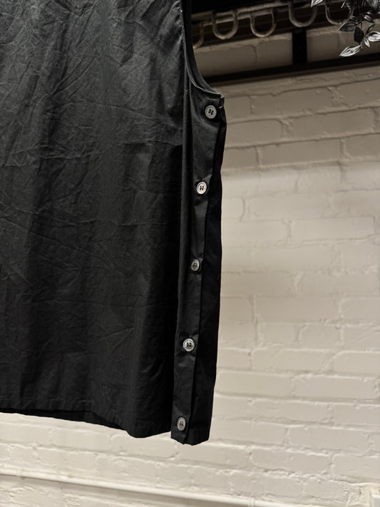 SS2009 Raf Simons ‘Side Button’ Raw Black Tank Top
