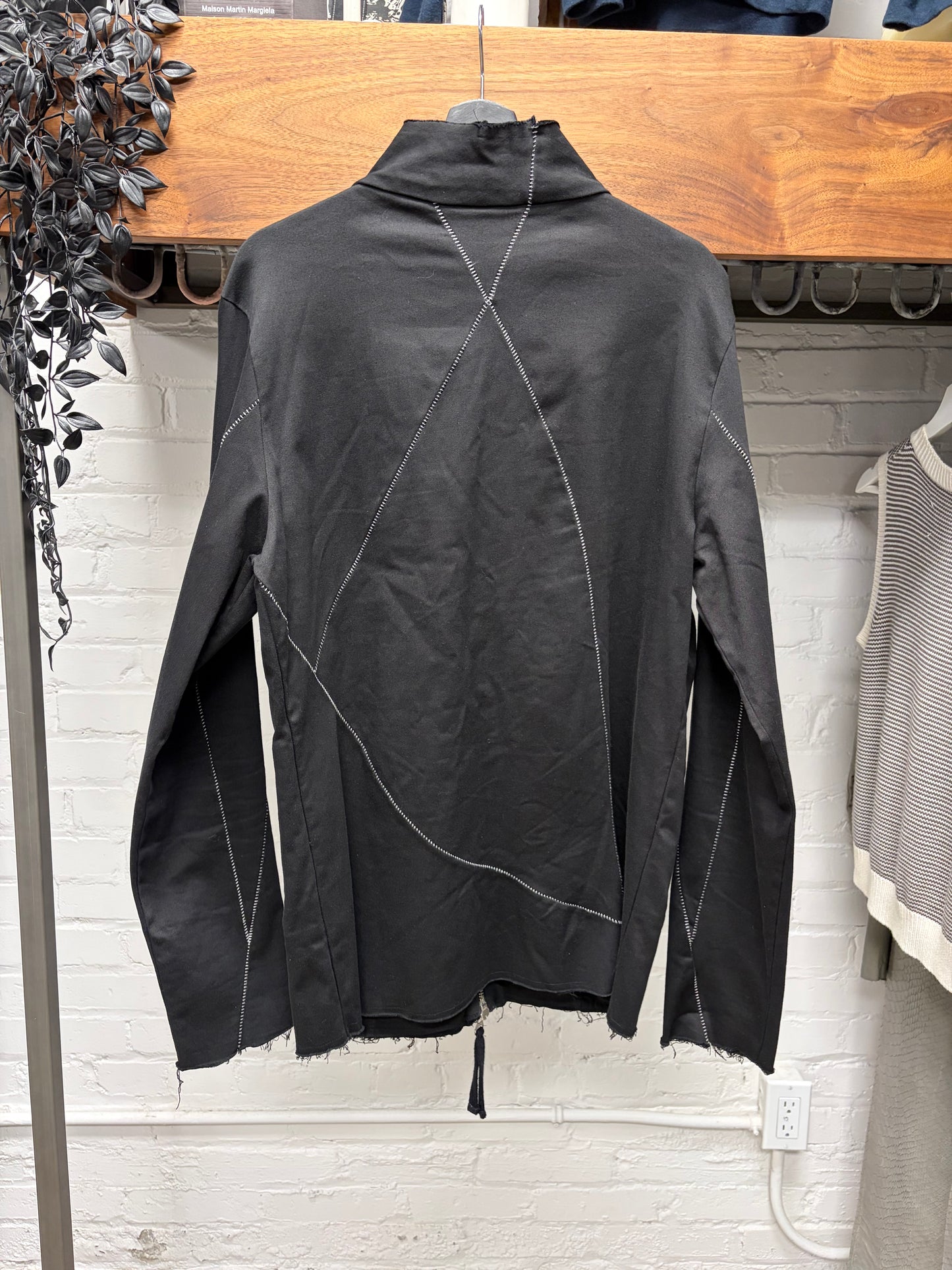 Thom Krom Contrast ‘Scar-Stitch’ Black Zip-Up Jacket