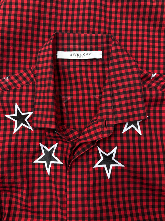 2010s Givenchy ‘Stars’ Red/Black Plaid Button Down Shirt