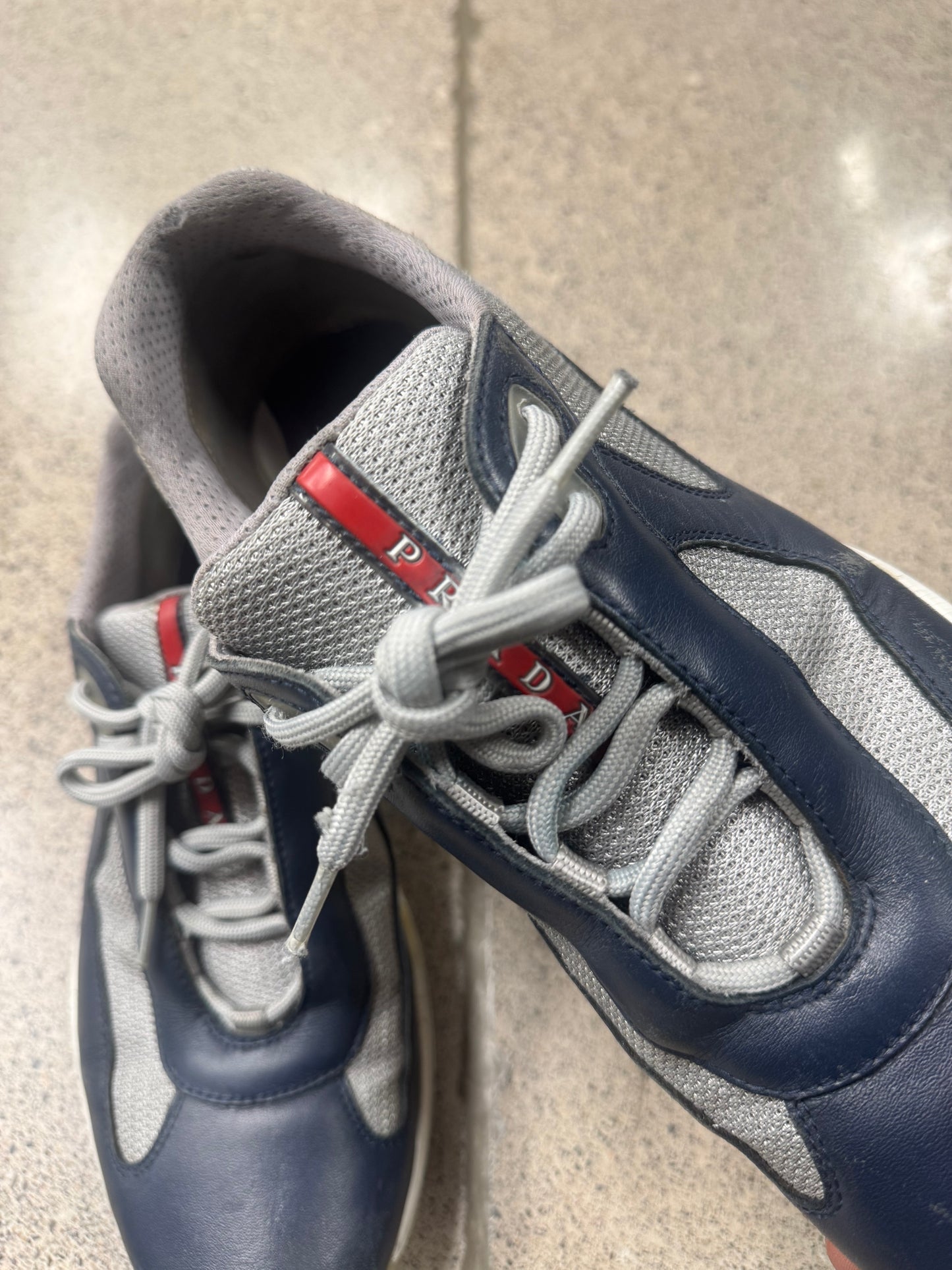 Prada ‘Americas Cup’ Navy/Grey Low Top Sneakers
