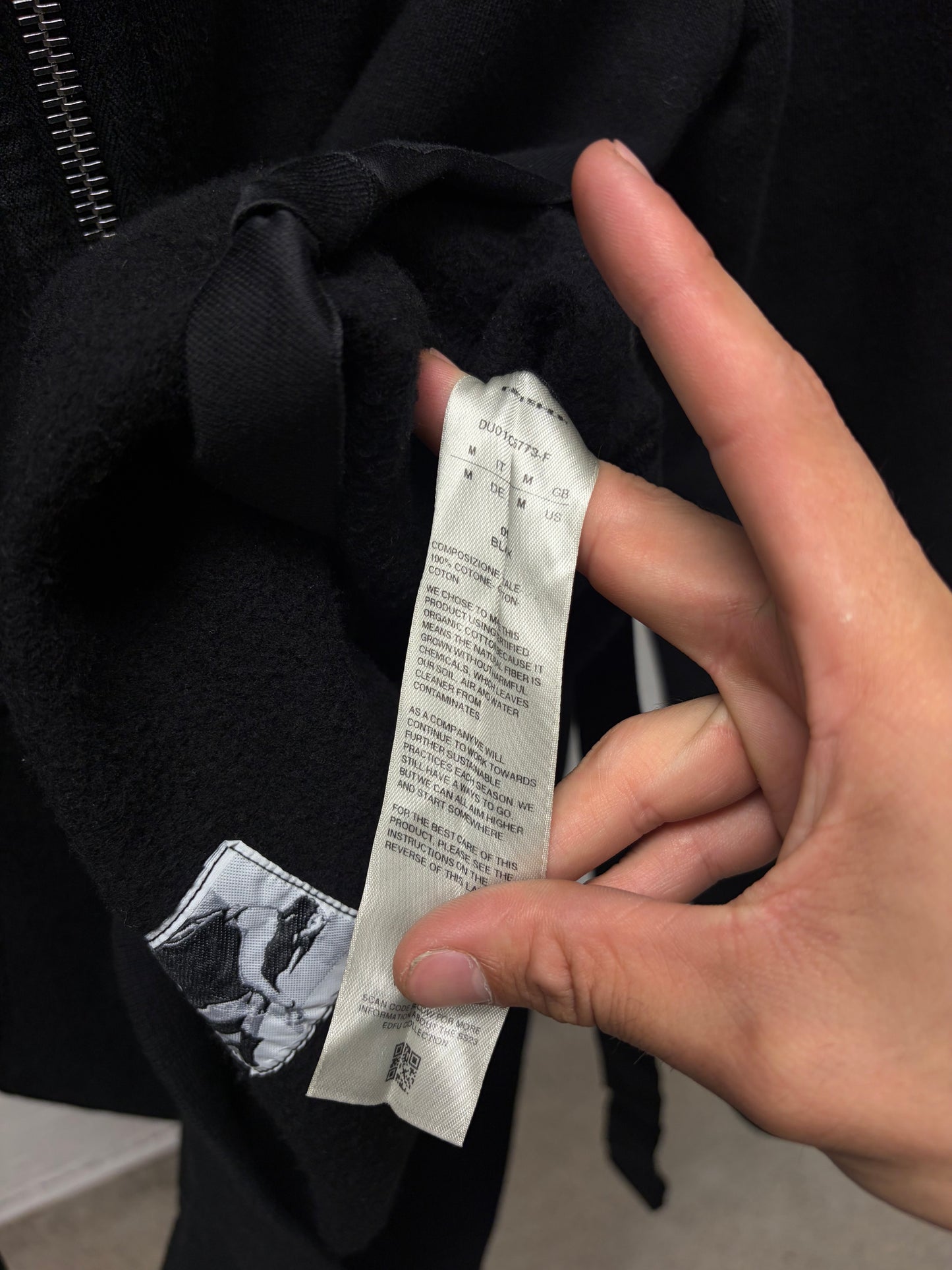 Rick Owens ‘Gimp’ Full Zip Eyelet Cutout Black Zip-Up Hoodie