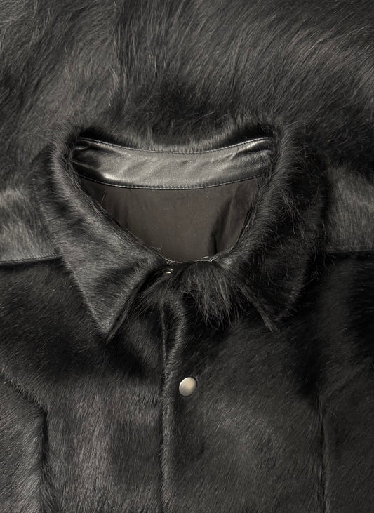 AW2022 Rick Owens ‘Strobe’ Black Pony-Hair Jacket