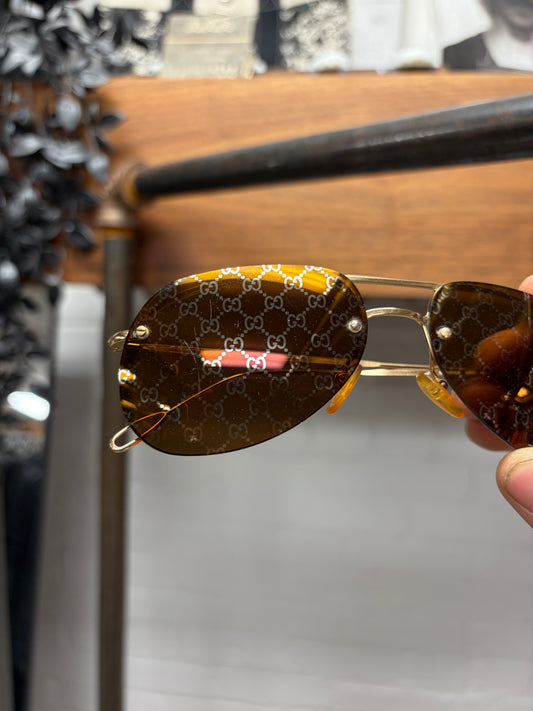 SS1997 Gucci by Tom Ford Monogram Lens ‘Teardrop’ Aviator Sunglasses