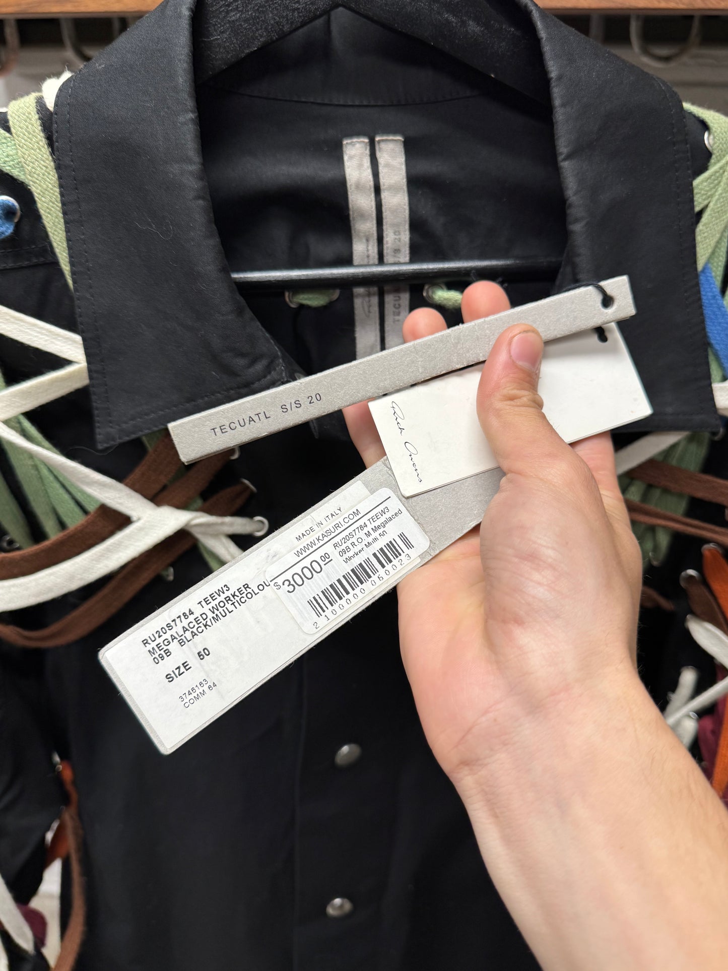 SS2020 Rick Owens ‘Tecuatl’ Megalace Black Trucker Jacket