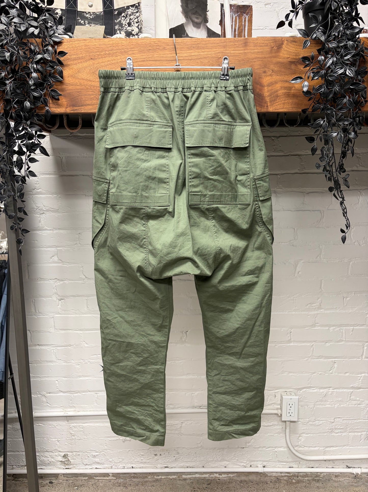Rick Owens ‘Edfu’ Green Drop Crotch Drawstring Joggers