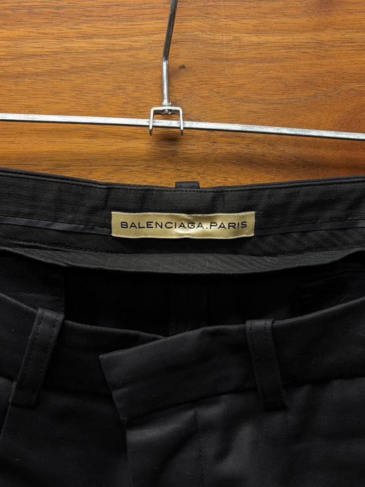 2000s Balenciaga Darted Black Slim Cut Trousers