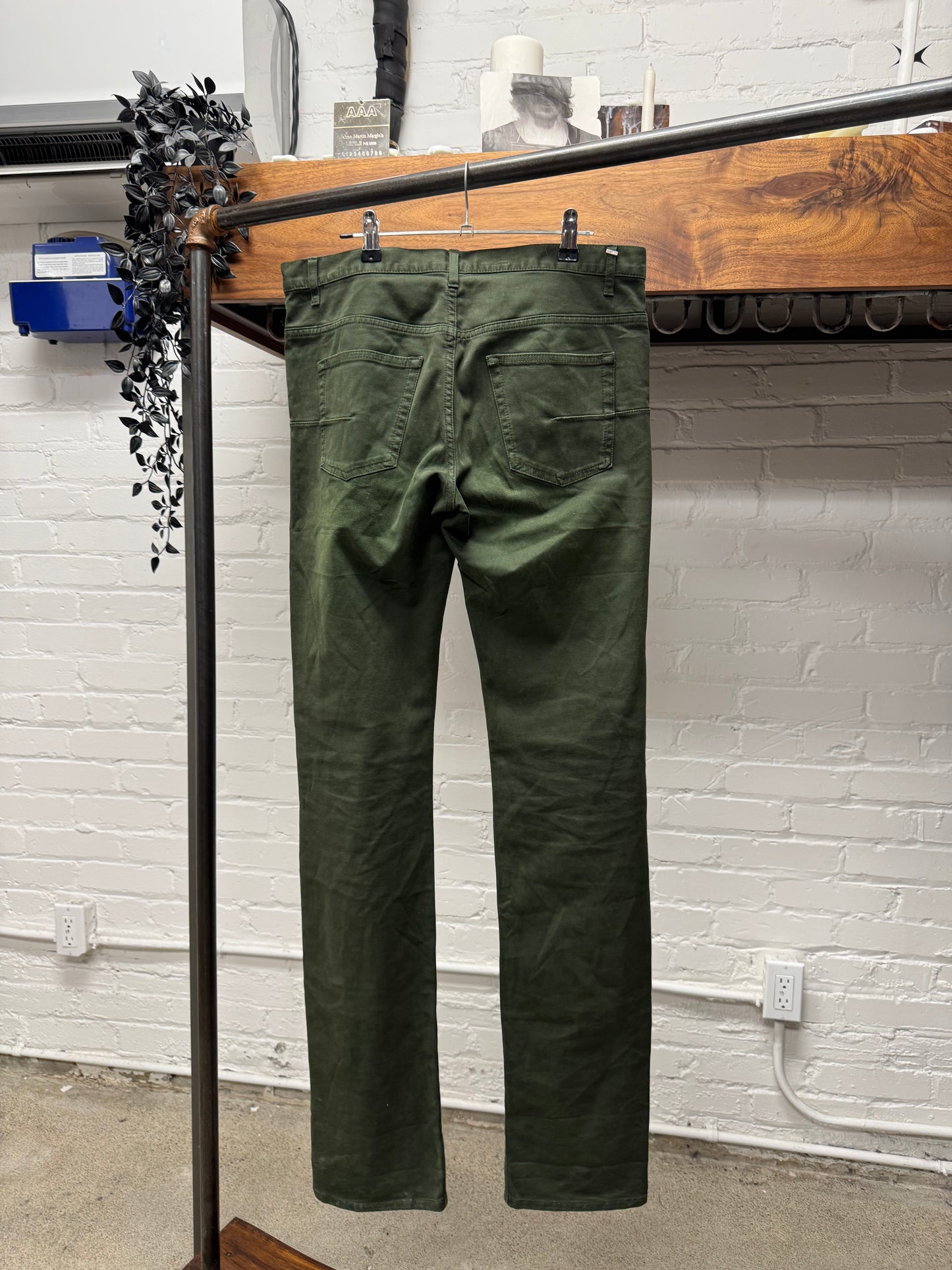 Dior Homme ‘Unaltered’ Murky Green Skinny Distressed Denim