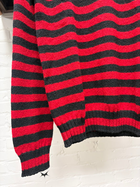 AW2015 Saint Laurent by Hedi Slimane Black/Red Striped Knit Sweater