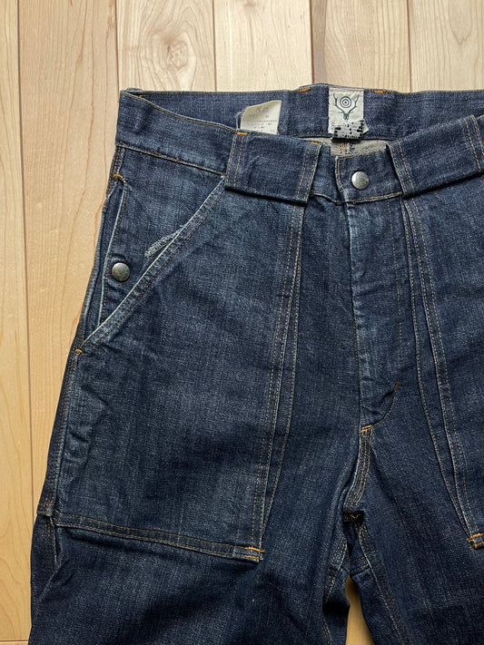 South2West8 Indigo Blue Wide Cut Carpenter Denim