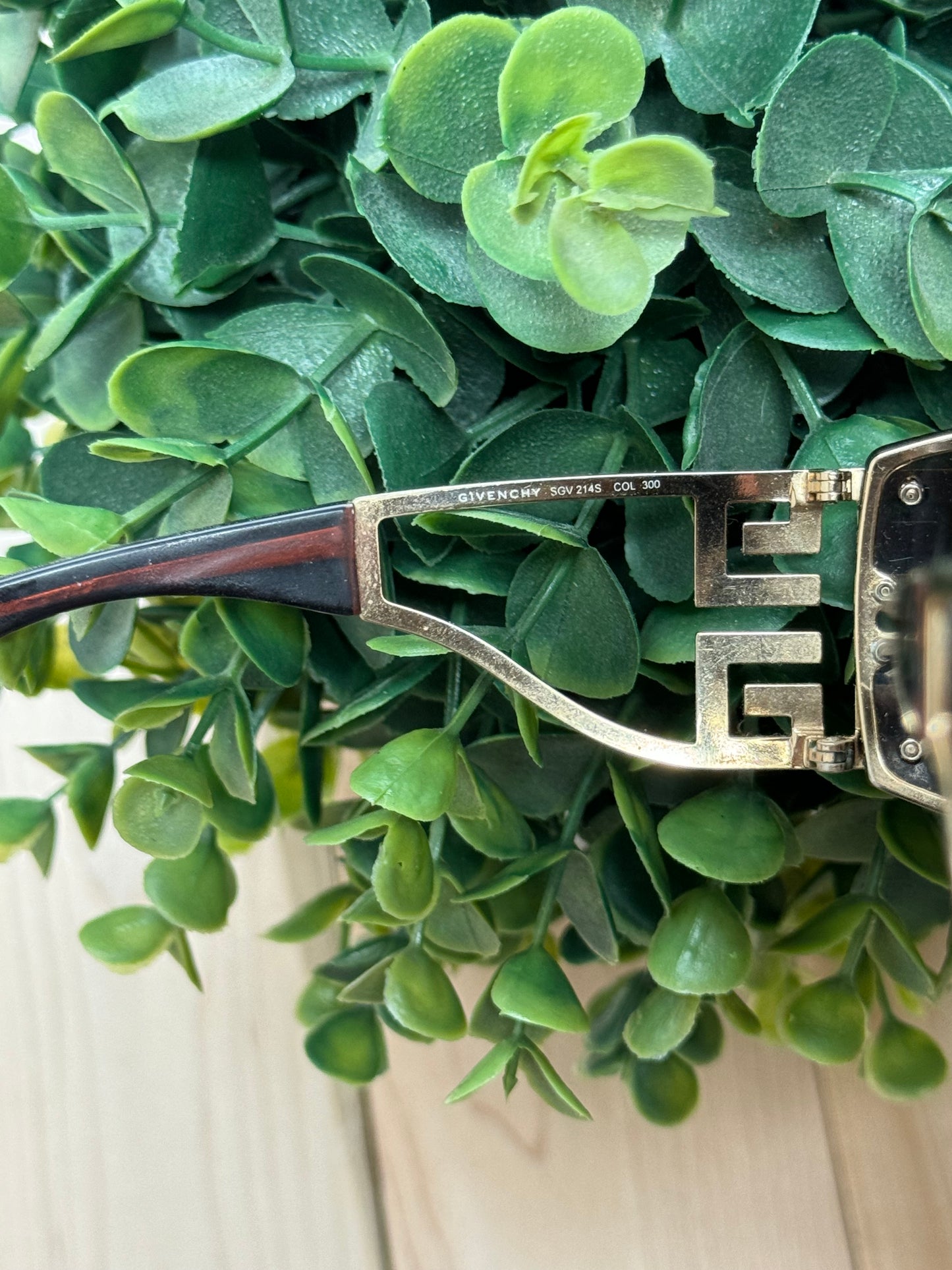 2000s Givenchy Gold Rhinestone Logo Rimless Sunglasses