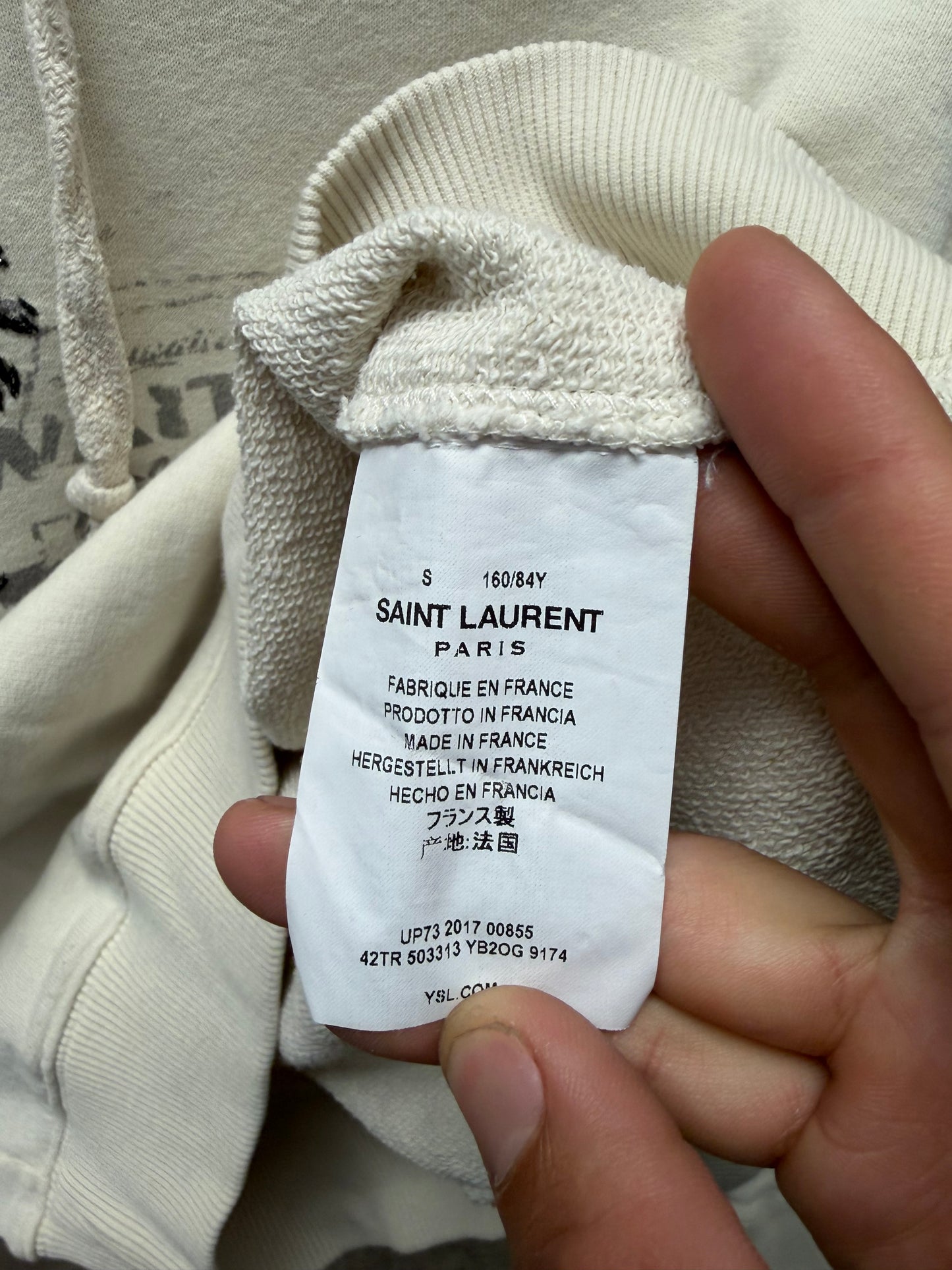 2017 Saint Laurent ‘Waiting for Sunset’ Cream White Hoodie