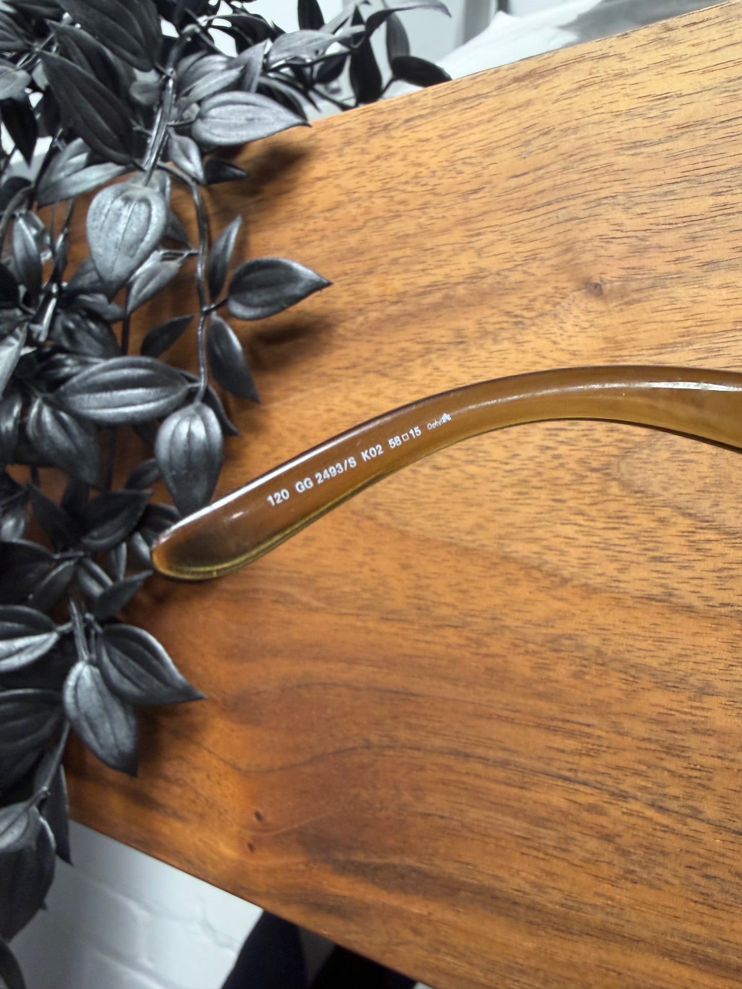 Vintage Gucci Brown ‘GG Logo’ Tinted Semi Translucent Sunglasses