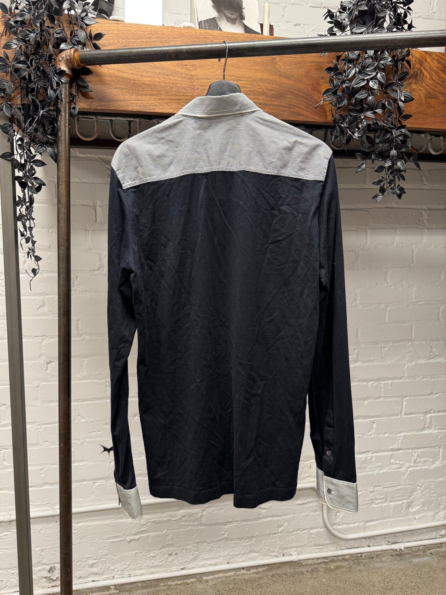 Dolce & Gabbana Cashmere/Pinstripe Black Rugby Shirt
