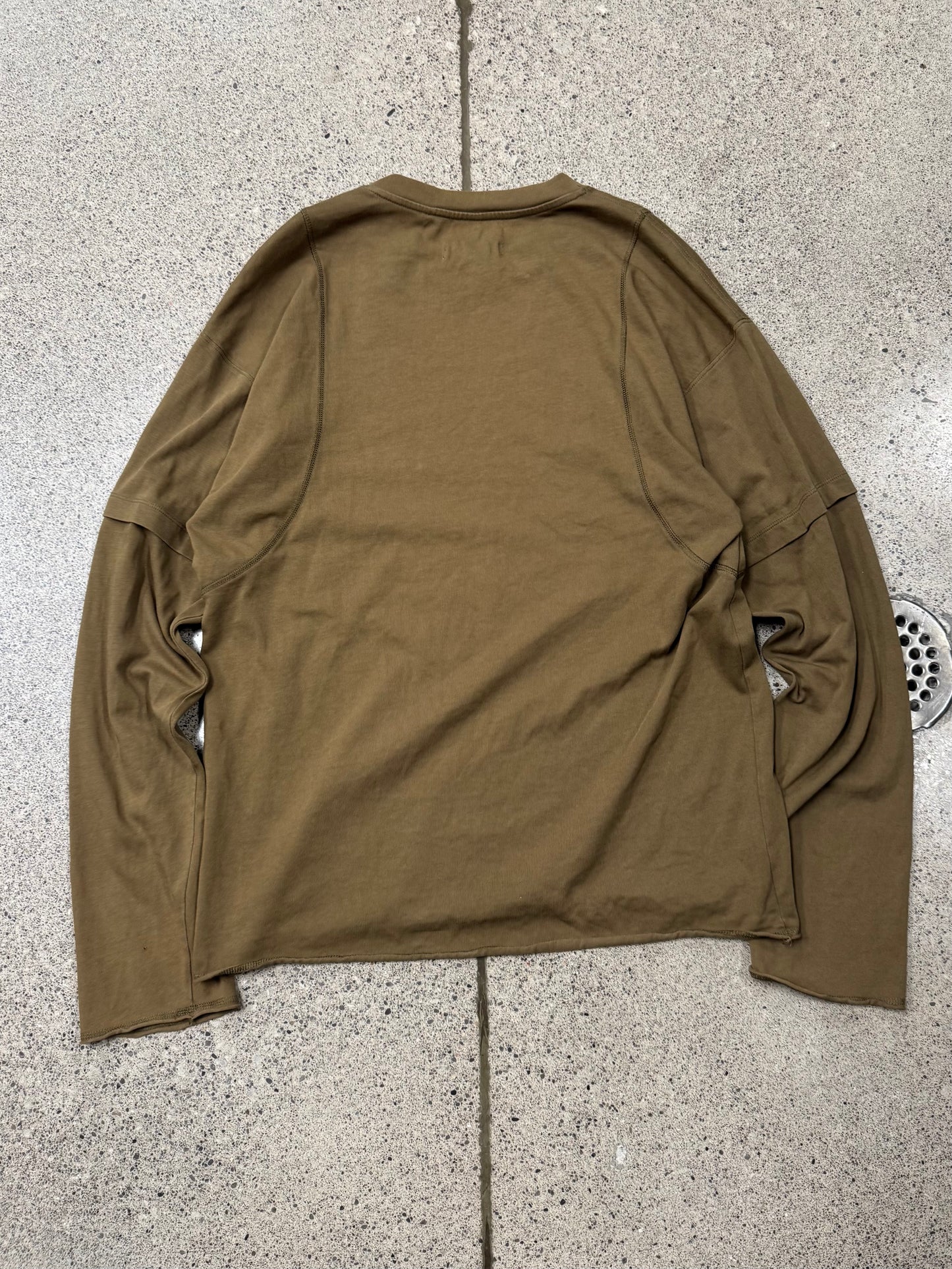 Helmut Lang Double Layered Exposed Stitch Long Sleeve Shirt