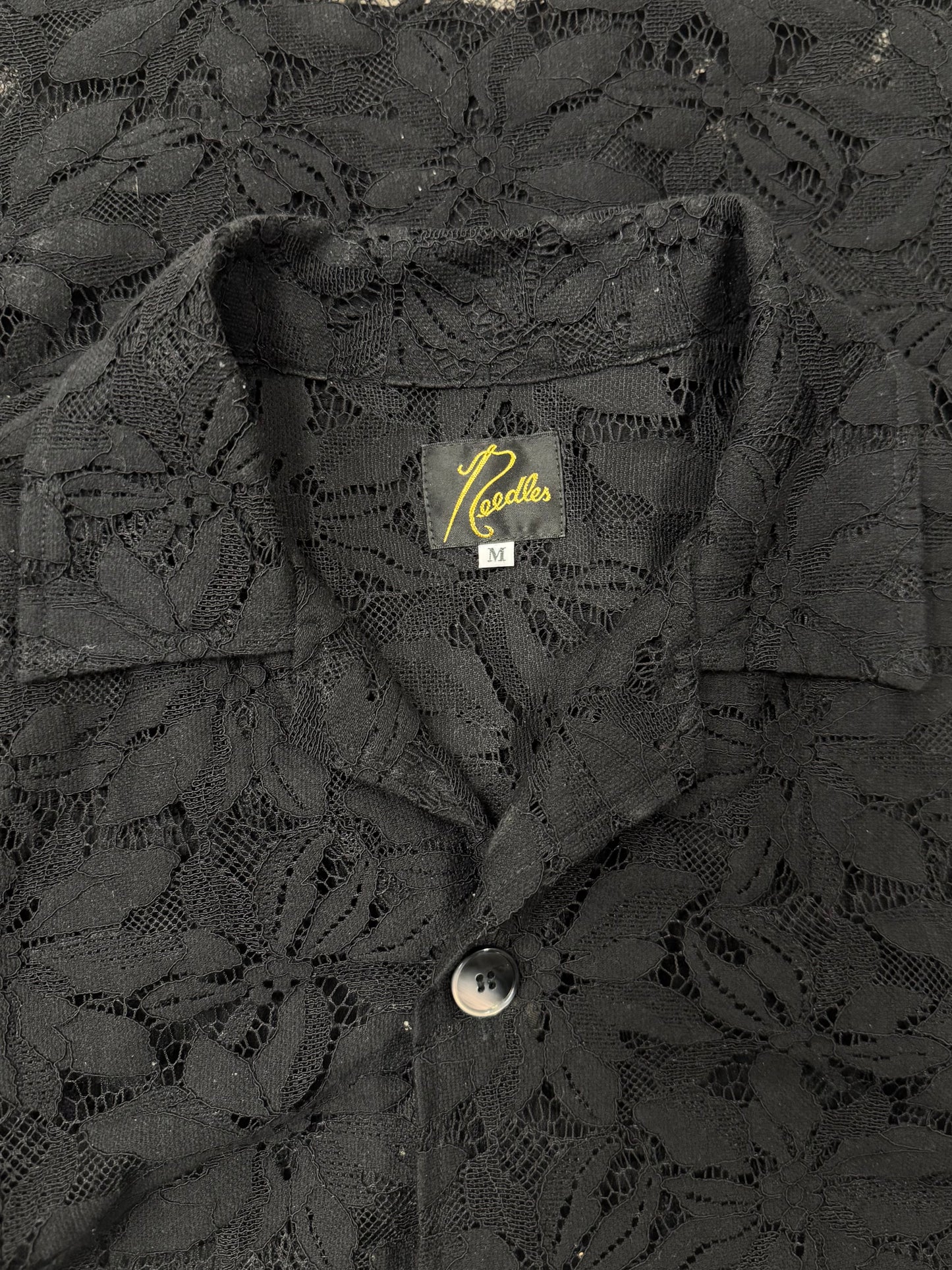 Needles Black Lace Camp Collar Shirt