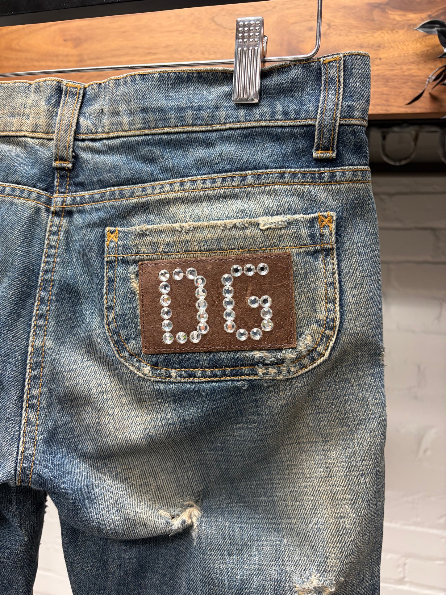 2000s Dolce & Gabbana Dirt Washed Blue Low Rise Denim