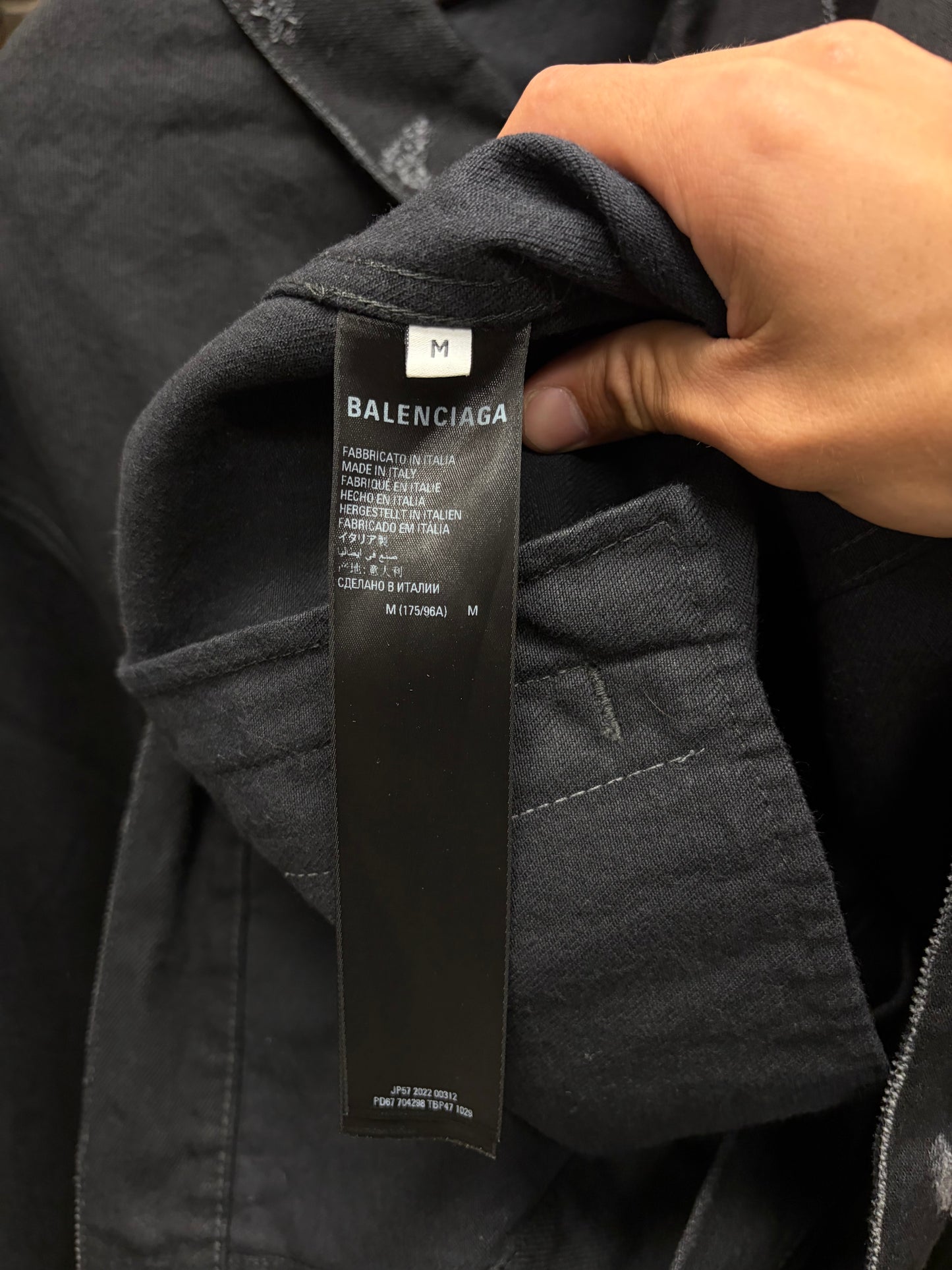 AW2022 Balenciaga ‘3B Sports Icon’ Oversized Distressed Black Denim Trucker Jacket