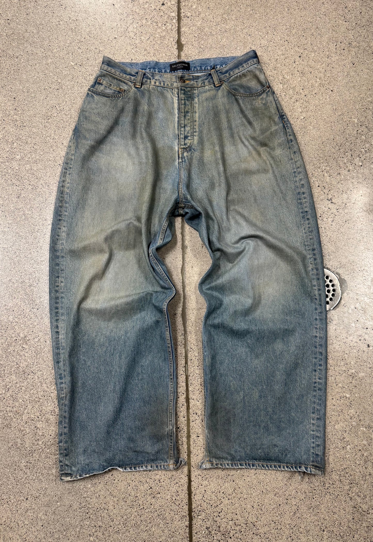 2022 Balenciaga ‘Mudwash’ Oversized Baggy Blue Denim