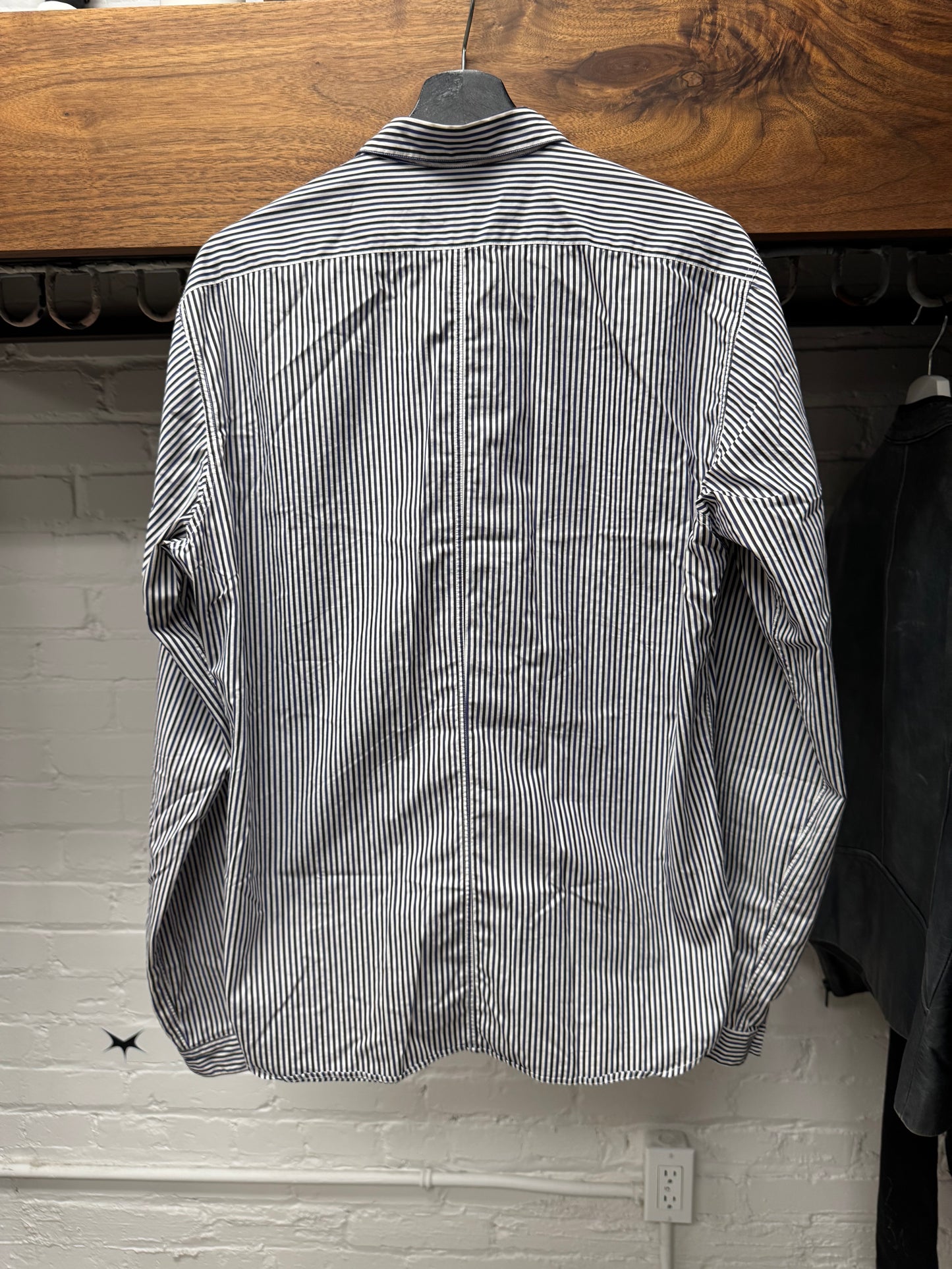 Dries Van Noten ‘Embroidered Crest’ Pinstripe Button Up Shirt
