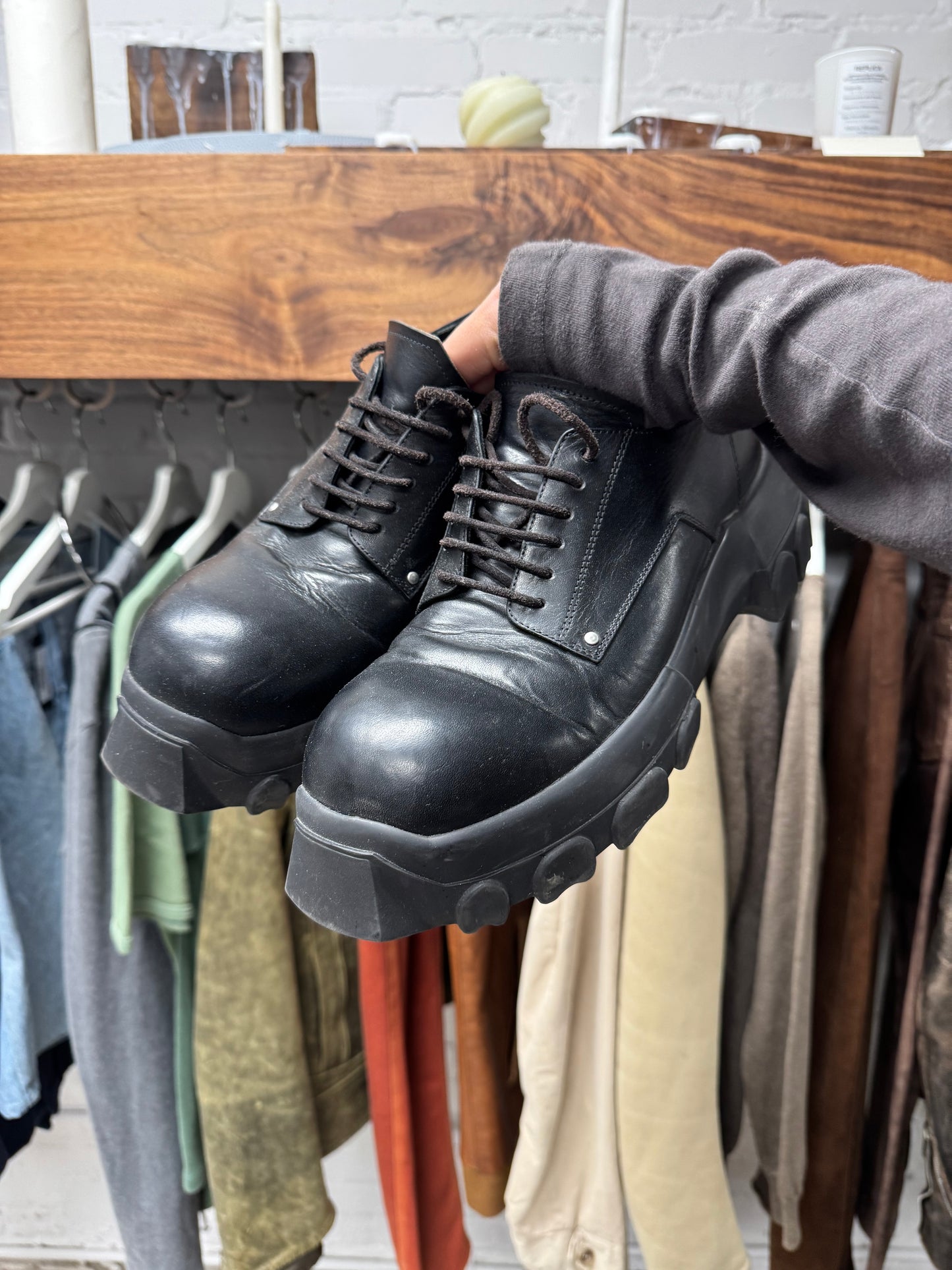 Rick Owens ‘Tractor’ Platform Sole Leather Derbies