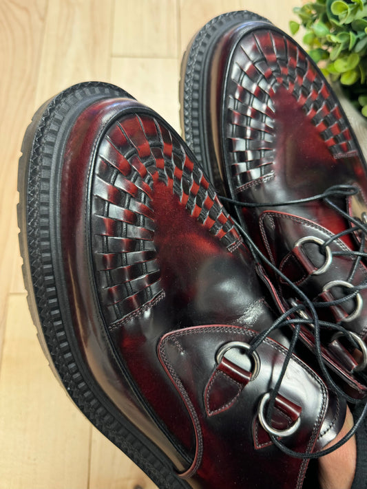 Burberry Burgundy Leather ‘Creeper’ Platform Loafers