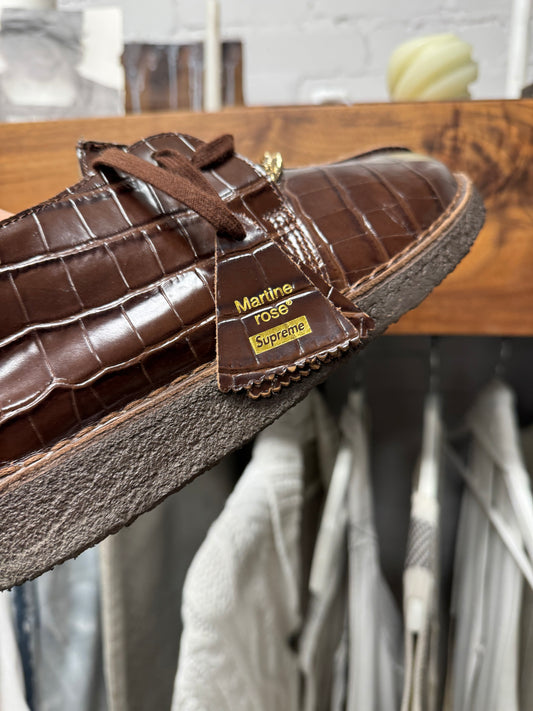 Supreme x Martine Rose Brown Leather Croc Print ‘Clarks’ Desert Trek Shoes