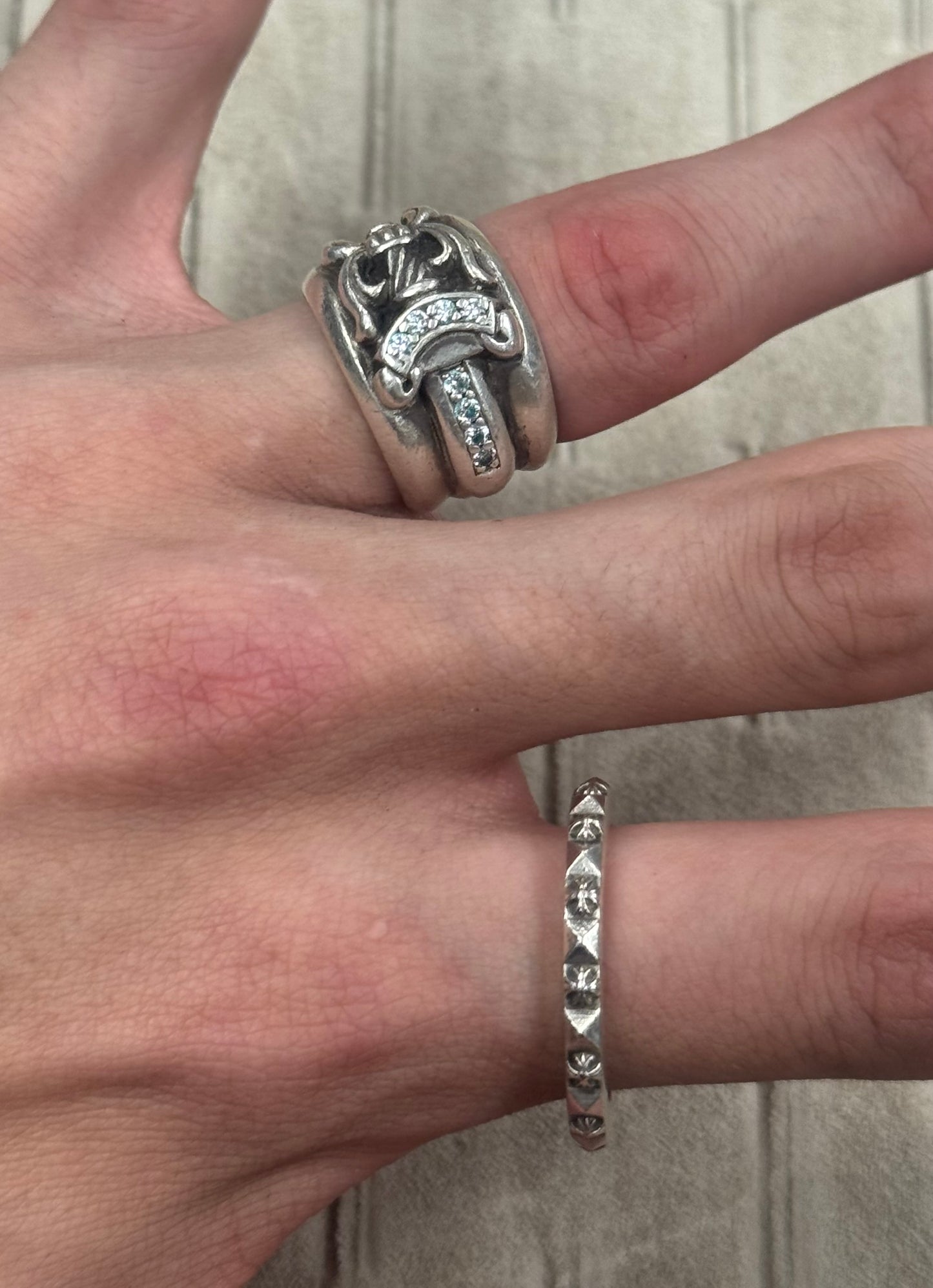 Chrome Hearts Factory Set ‘PAVE Diamond’ 925 Silver Dagger Ring