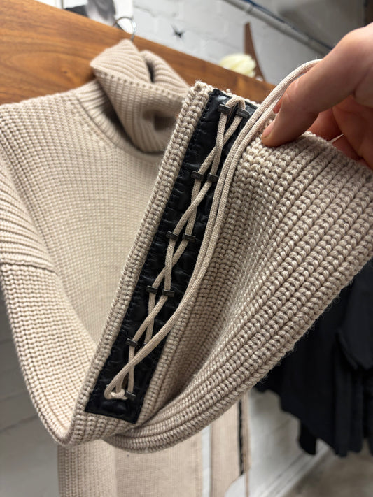 AW2006 Gucci by Frida Giannini Cable Knit Turtleneck Sweater with Bondage Strap Sleeves