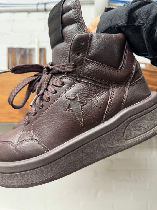 Rick Owens x Converse ‘TURBOPWN’ Chocolate Brown High Top Sneakers