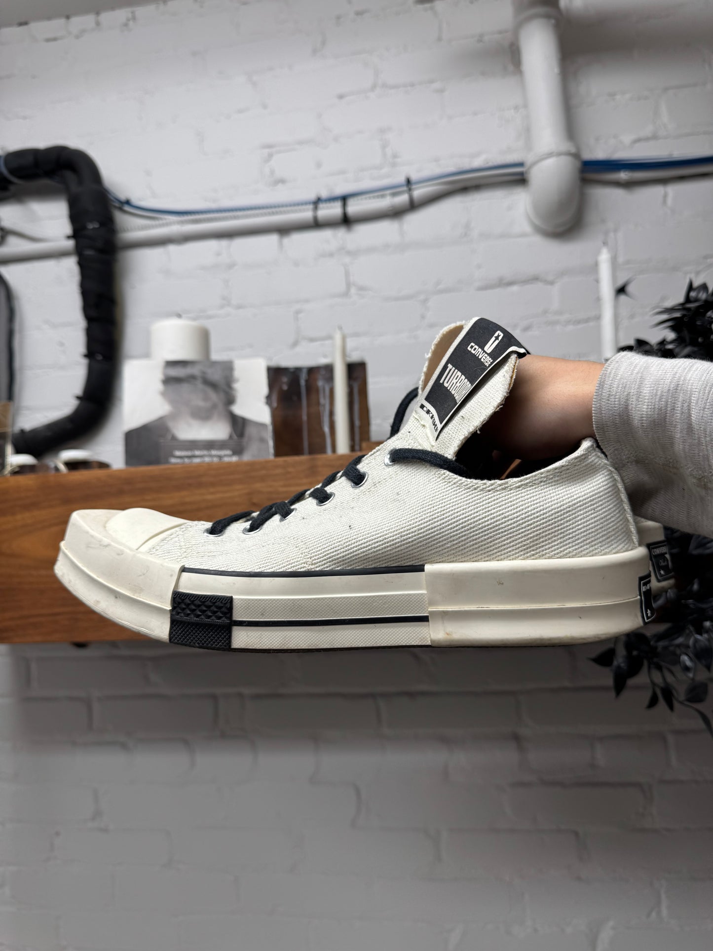 Rick Owens x Converse ‘TurboDRK’ White Low Top Sneakers