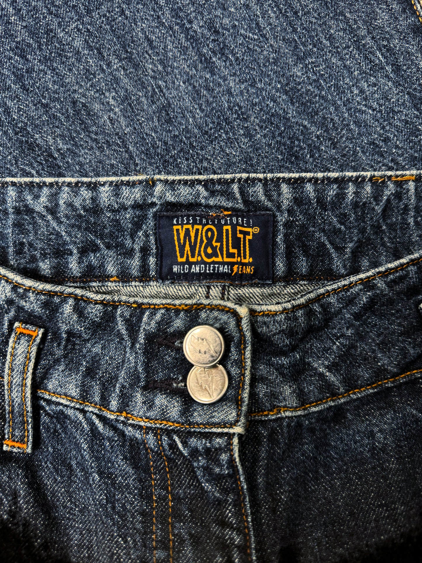 90s W< by Walter Van Beirendonck ‘Velour Strip’ Flared Denim