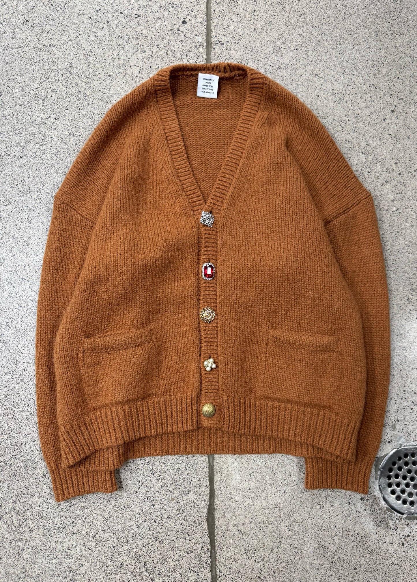 Vetements ‘Fancy Button’ Oversized Wool Cardigan