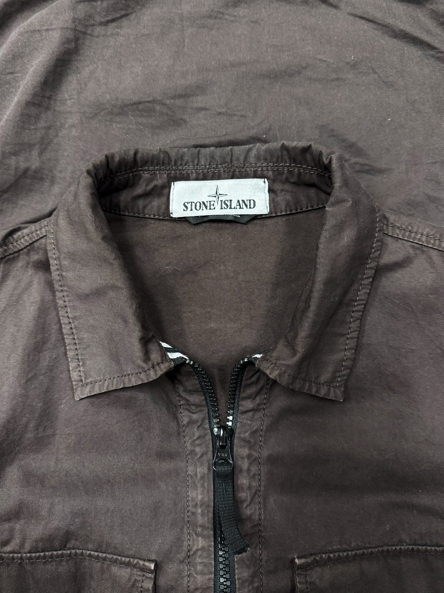 Stone Island ‘Brushed Cotton’ Zip-Up Work Shirt