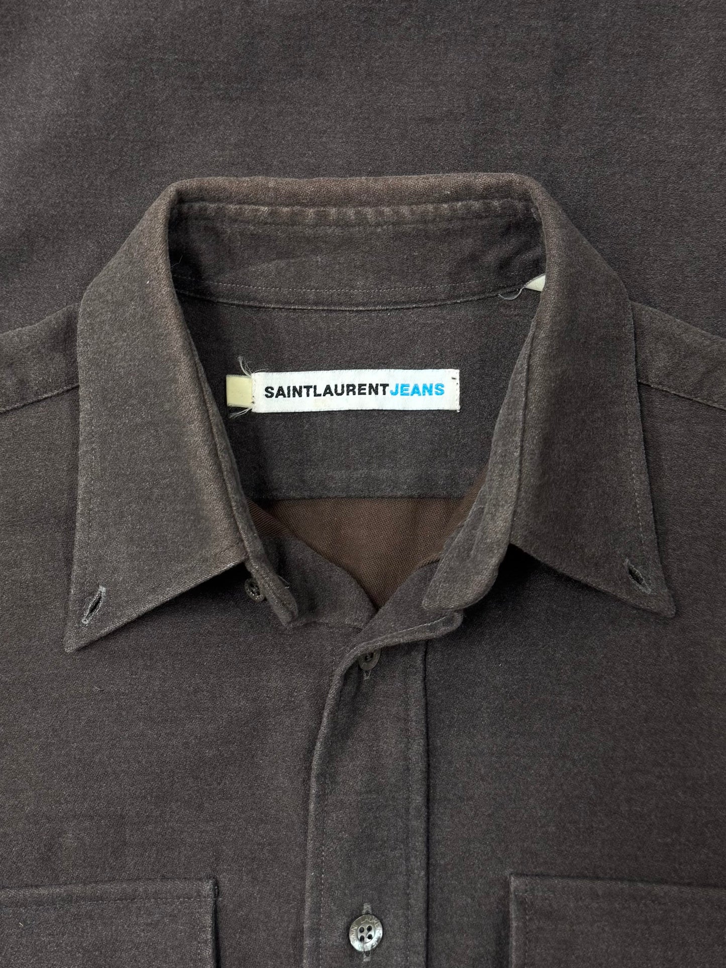 2000s Saint Laurent ‘Jeans’ Blue Label Heavy Wool Button Down Shirt