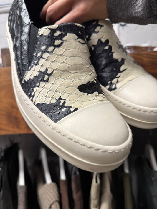 Rick Owens Python Leather Vans Slip On Sneakers