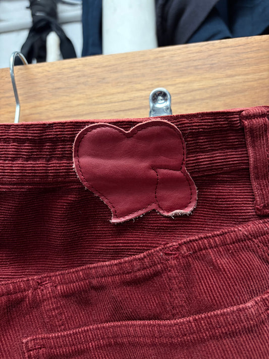 Number (N)ine ‘Wine Red’ Corduroy ‘Crying Heart’ Patch Denim