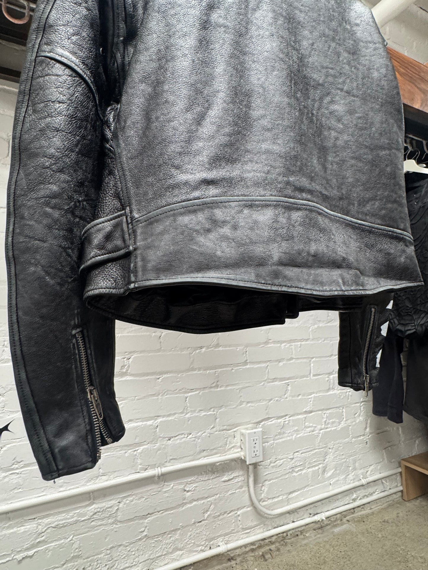 AW2017 Balenciaga ‘Graffiti’ Logo Black Leather Belted Biker Jacket