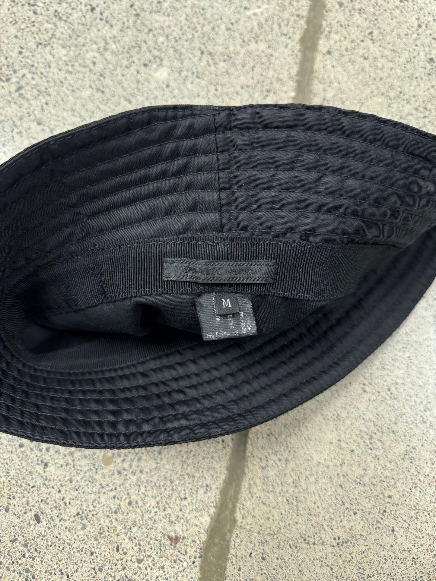 Prada Saffiano Black Nylon Bucket Hat