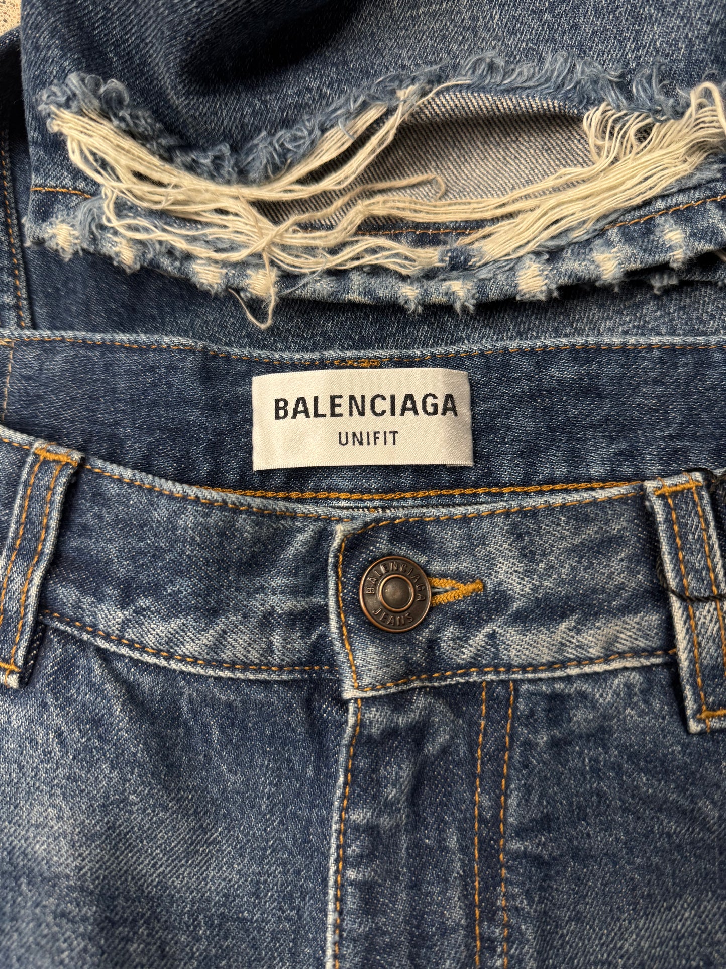 2021 Balenciaga Blue Washed Heel Bite Denim
