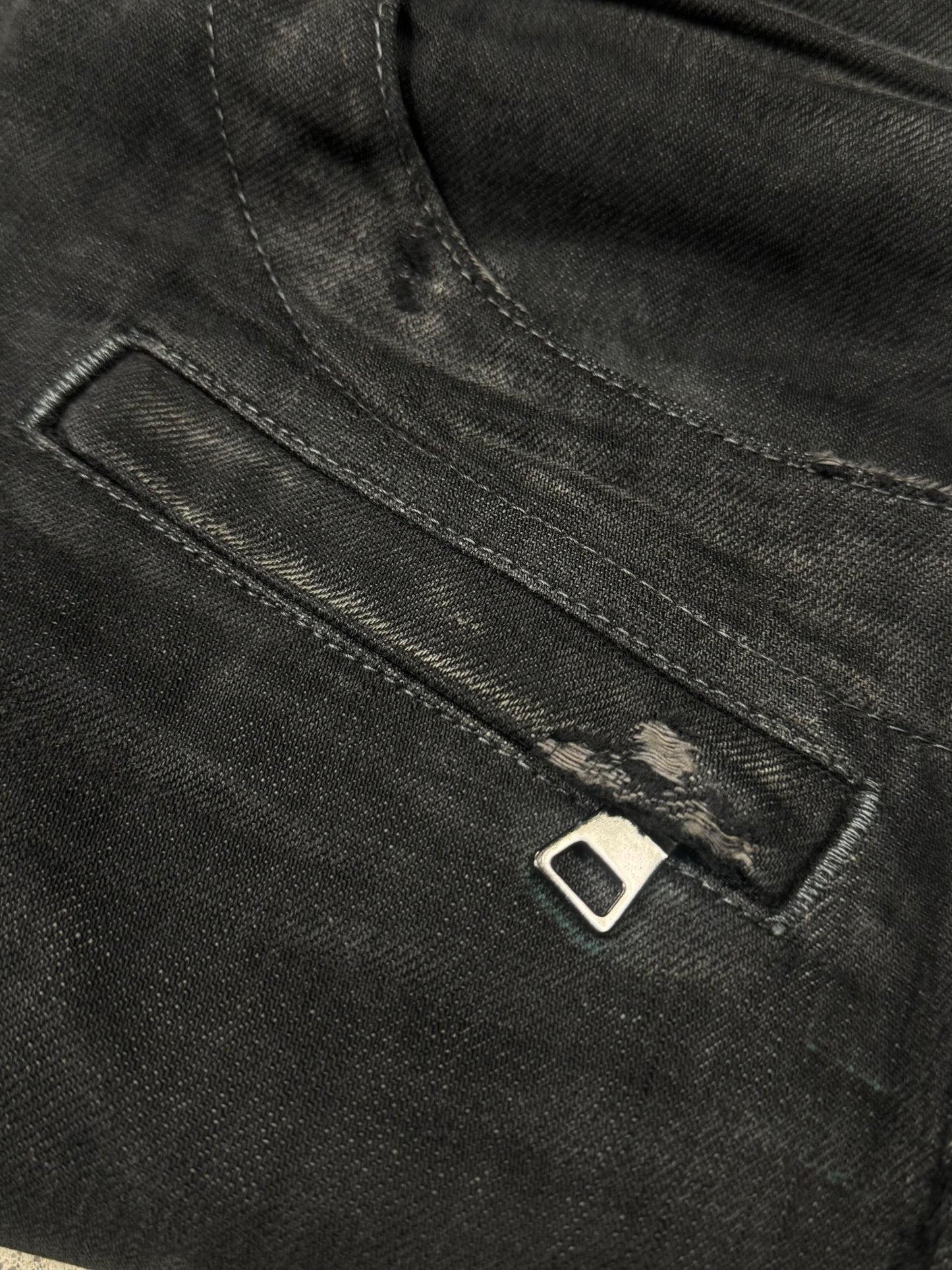 Balmain Waxed Grey Biker Denim